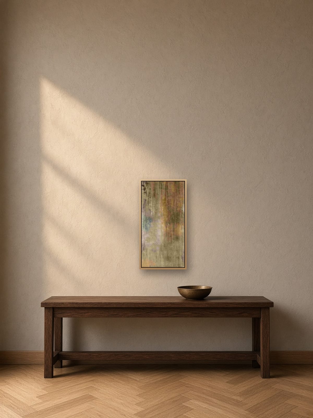 Held in Silence op schaal aan een muur, 60 × 30 × 1 cm