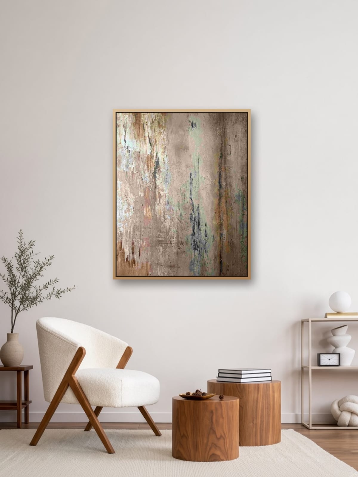 Quiet Passage op schaal aan een muur, 100 × 80 × 2 cm